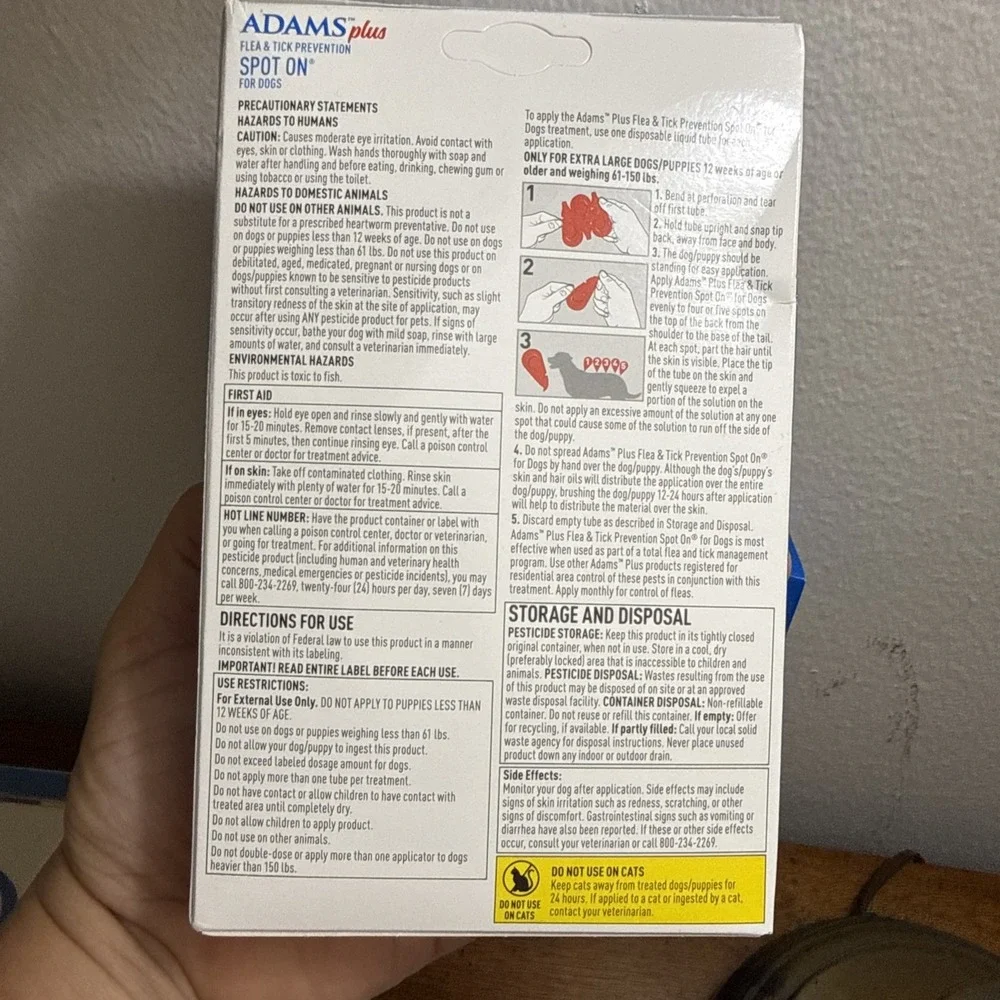 Lot Of 2: Adams Plus Flea & Tick Spot On Tx For XL Dogs 61-150 lbs 6 Doses Total